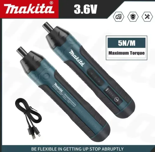 Parafusadeira chave de fenda Elétrica Makita 3.6V Recarregável Torque Ajustável + 2 Pontas