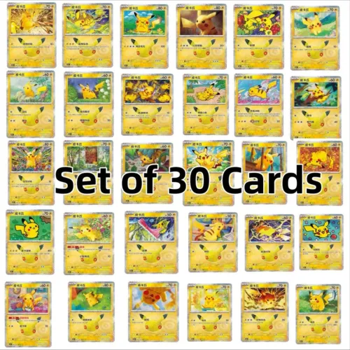 Cartas Pokémon Pikachu Coleção 30 Anos (30 Cartas) (ENCOMENDA)