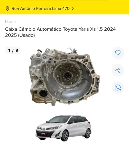 CAIXA CÂMBIO AUTOMÁTICO TOYOTA YARIS XS 1.5 2024 2025