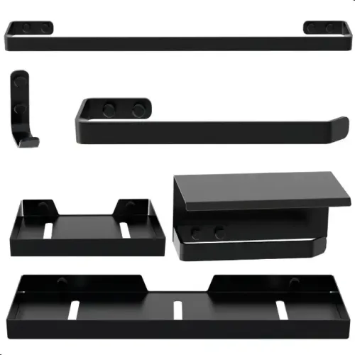 Kit Acessórios para Banheiro Preto Fosco 6 Peças MAX - Novo 