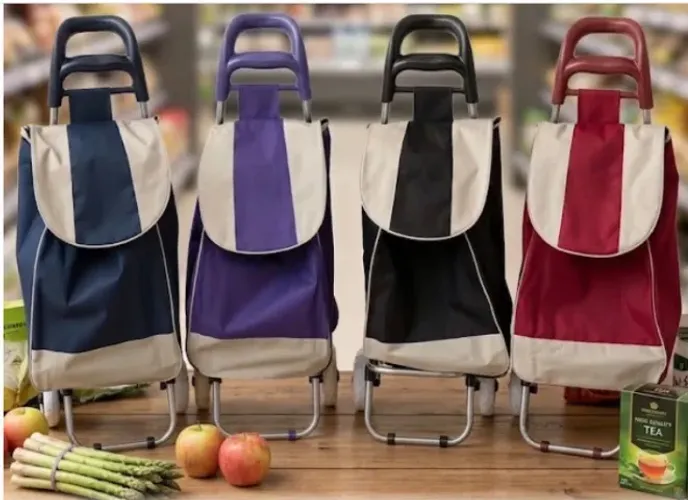 Carrinhos de Compra Dobráveis Premium - Resistentes e Cores Variadas (Azul, Roxo, Preto, V