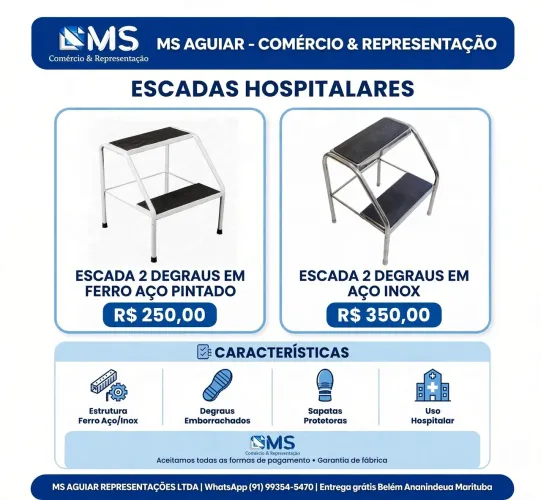 Escada 2 degraus | Escadinha 2 degraus (hospitalar)