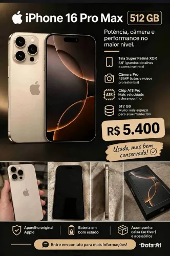 iPhone 16 Pro Max 512 GB - Original Apple - Bem Conservado