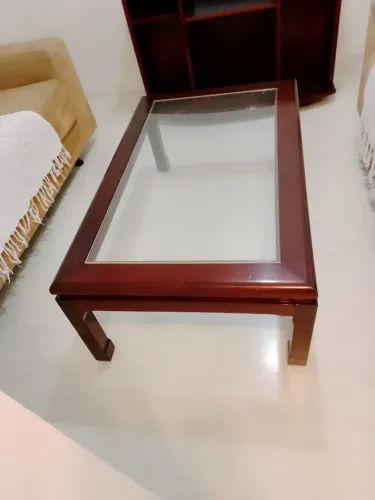 Mesa centro mogno maciço verniz laqueado para sala de estar 