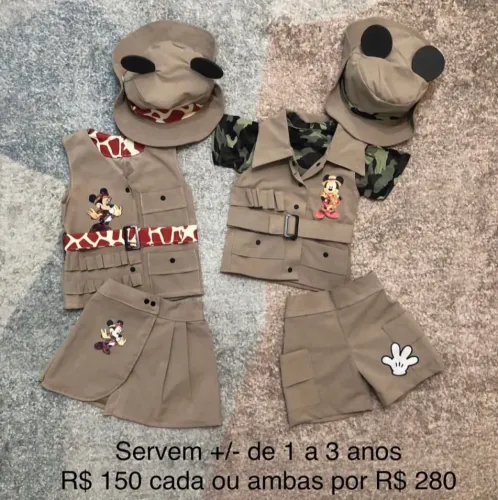 Roupinhas Mickey e Minnie Safari 1-3 anos
