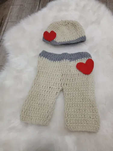 Fantasia de Crochê Amor de Menino de 3 a 6 Meses.