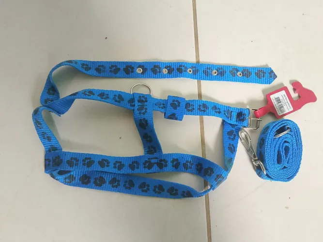 Coleira Peitoral para Cachorro com Guia Azul ? Nova