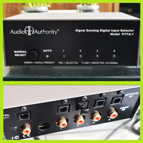 Audio Authority 1177A Switch Automatico + Conversor (SPDIF/Toslink/Óptico - RCA/Coaxial)