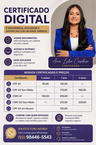 Certificado Digital | e-CNPJ/e-CPF | Contadora