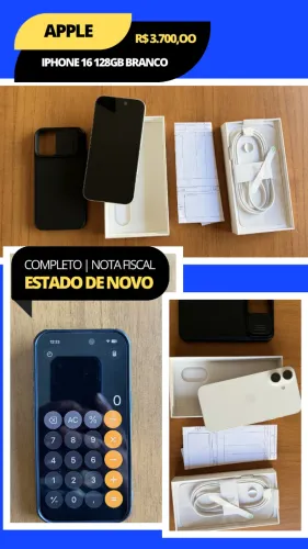 iPhone 16 128GB Branco | Estado de Novo | Nota Fiscal | Completo