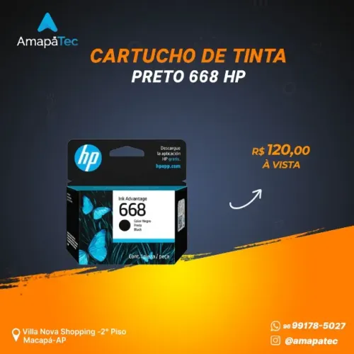 Cartucho de Tinta HP 668 Preto