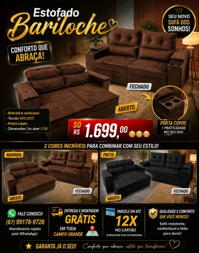 Sofá retrátil e reclinável novo