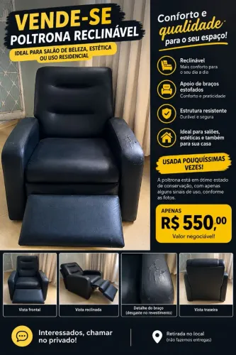 VENDE-SE POLTRONA RECLINÁVEL COM APOIO PARA OS PÉS