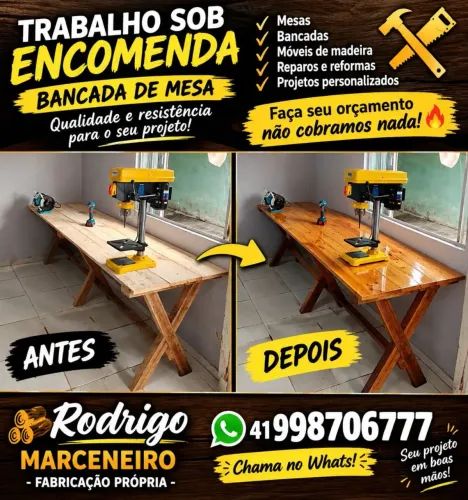 Fabricação de mesas sob medida