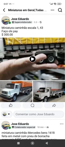 Replica caminhão escala 1, 43