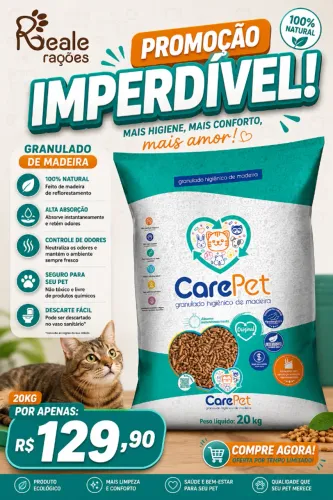 Granulado de madeira Care Pet 20kg + Entrega Grátis 