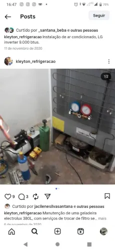 Consertos em geral de geladeira, freezer, máquina de lavar e ar condicionado e cervejeira