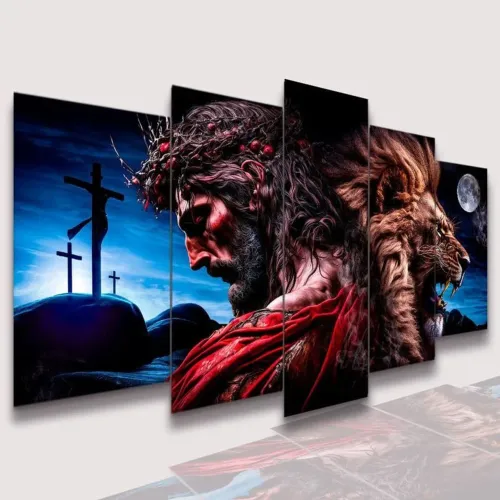 Quadro decorativo jesus e leão da tribo de Judá