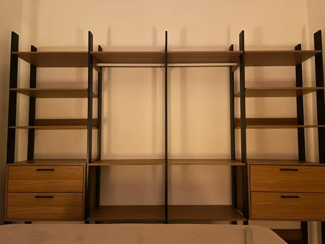BAIXOU!! Closet 4 Torres 4 Gavetas Industrial Freijó/Preto - Dalla Costa