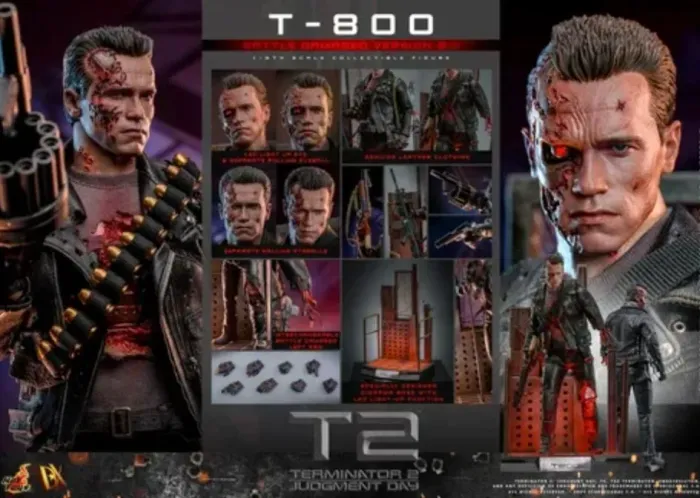 Hot toys Terminator T800 BD 2.0 exterminador do futuro versão battle damaged danificado