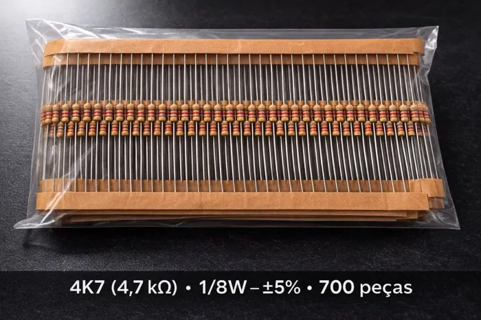 Lote 700 pcs resistores 4k7 1/4W 