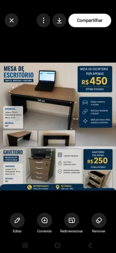Mesa de Escritório + gaveteiro