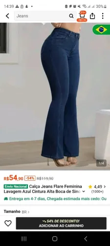 Calça Jeans Flare Feminina Nova com Etiqueta - Tam. 38