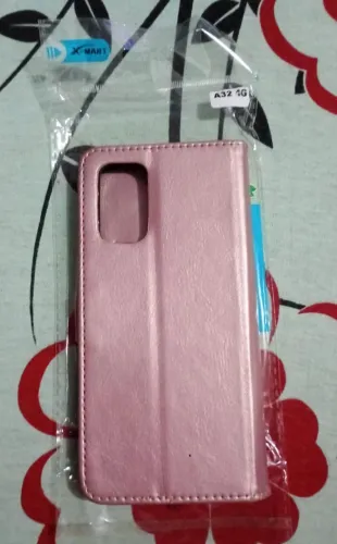 Capinha de celular tipo carteira rosa 
