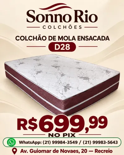 Colchão de mola ensacada d28 promoção 