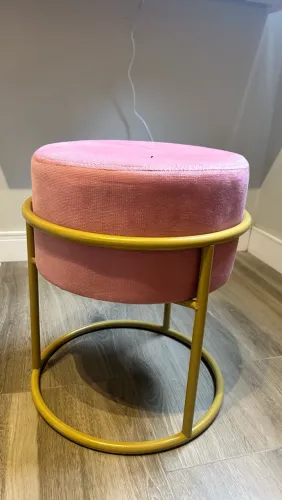 puff banqueta de veludo rosa