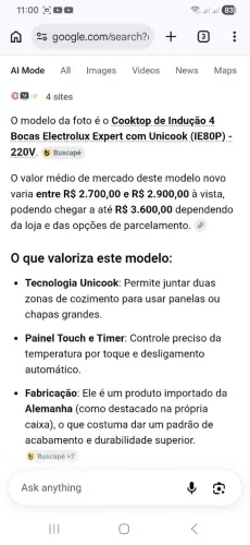 Fogao inducao electrolux IE80P na caixa nunca usado.