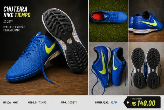 Chuteira Nike Tiempo Society - Azul | Tam. 43/44