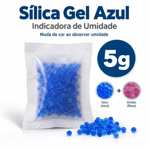 Sílica Gel Azul 5 g Kit com 50 unidades Novo à pronta entrega