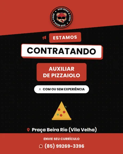 AUXILIAR DE PIZZAIOLO - COM OU SEM EXPERIÊNCIA