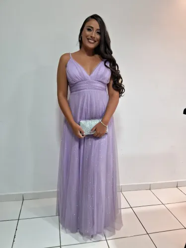 Vestido Lilás com Brilho Regulável