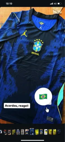 CAMISA DO BRASIL THAILANDESA 1.1 AZUL E AMARELA DO P AO GG