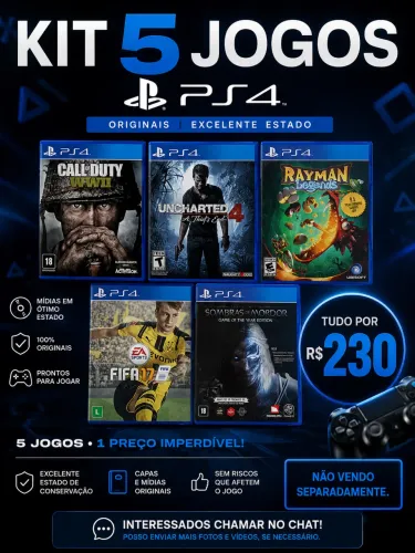 Kit 5 Jogos PS4 Originais - Excelente Estado - R$ 230