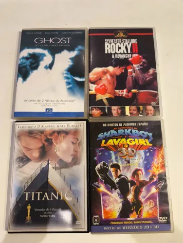 Dvd de filmes clássicos- Ghost: -Rocky II: A Revanche- Titanic -As Aventuras de Sharkboy 