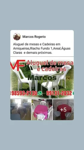 Aluguel mesas cadeiras forros Arniqueiras Areal riacho fundo 1 águas claras