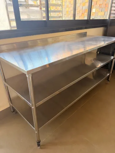 Mesa Inox Indust 2p 190x70 Esp E Rodízio
