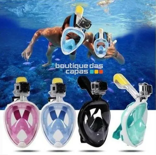 Mascara Mergulho Snorkel Com Suporte P/ Gopro Câmera De Ação