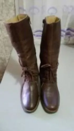 Bota Couro Marrom Cano Alto
