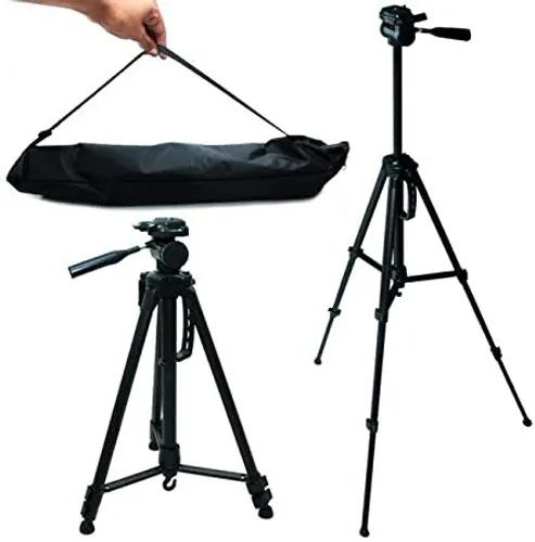 Tripé de Alumínio Profissional 1.7M com Suporte para Câmera Fotográfica e Celular