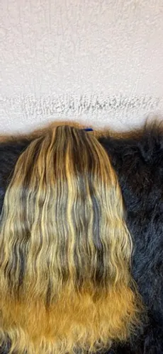 Cabelo humano morena iluminada com pontas claras de 65-70cm