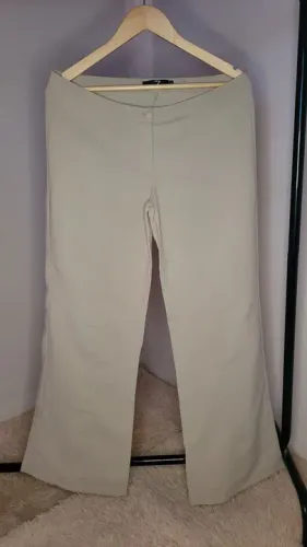PROMOÇÃO Calça social feminina wide leg bege - Tamanho G