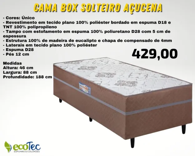 Colchão box espuma de 28 Açucena - ENTREGA HOJE !!! 