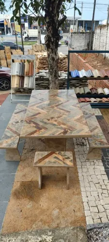 Mesa Retangular de Pedra Cariri Filetada