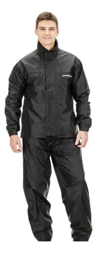 CAPA DE CHUVA MASCULINA PANTANEIRO 1300 NYLON VENTILADA COM FORRO PRETA MOTOCICLISTA