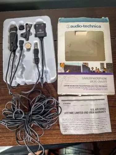 Microfone de Lapela Audio-Technica ATR3350iS Completo
