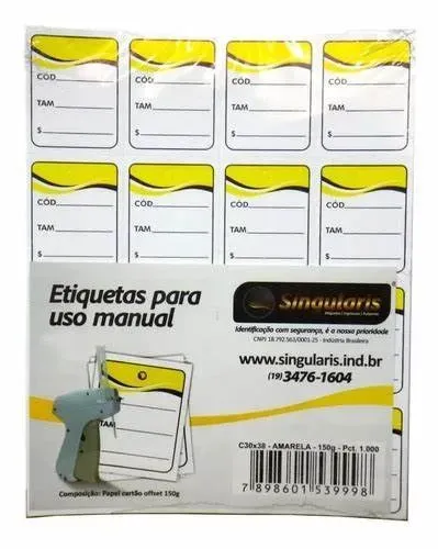 etiquetas para roupa tag de precificação 30x38 mm cor - amarelo
